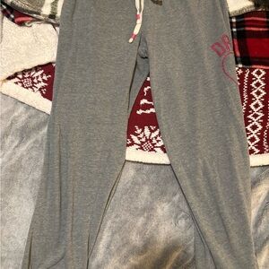 Gray Sweatpants with Pink Logo